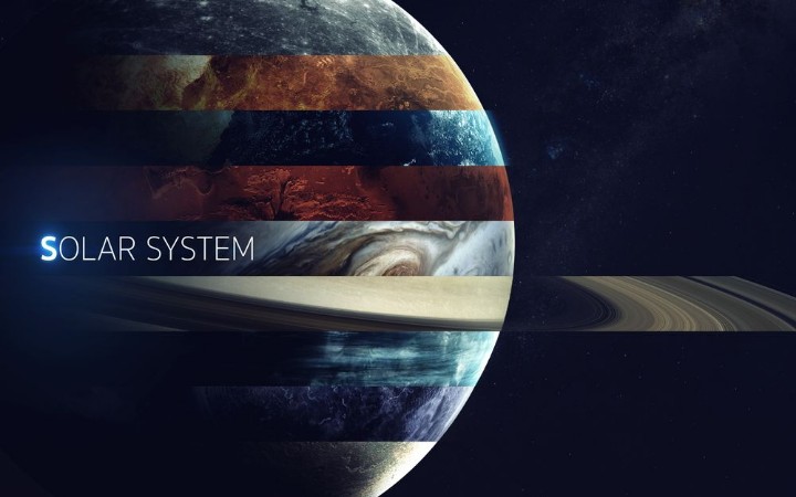 Bild på All solar system planets in one Modern minimalistic art Elements of this image furnished by NASA