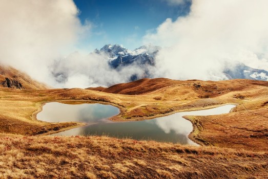 Bild på The picturesque landscape in the mountains Upper Svaneti Georg