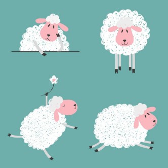 Bild på Set of doodle cute sheep for kids design Vector illustration 