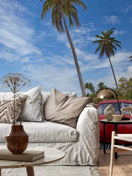 Picture of Voiture cubaine sous les cocotiers