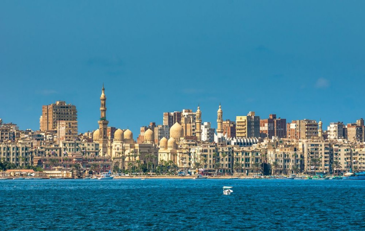 Afbeeldingen van View of Alexandria harbor Egypt