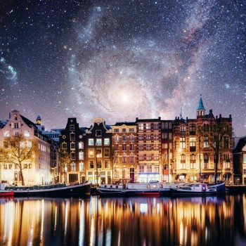 Bild på Beautiful night in Amsterdam  illumination of buildings an