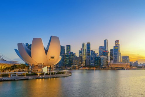 Bild på Singapore city skyline at night Marina Bay Singapore