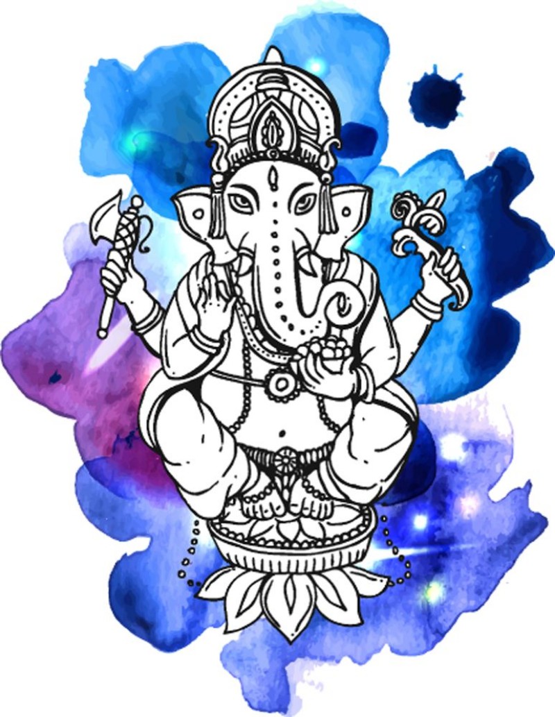 Afbeeldingen van Vector illustration with Ganesha