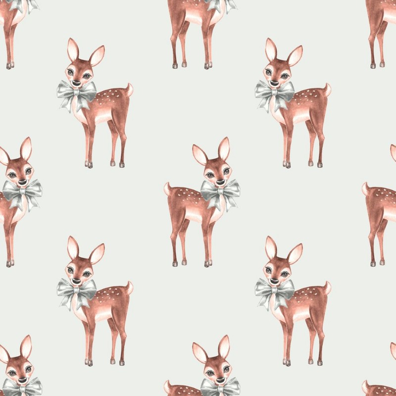 Picture of Pattern with Baby Deer Hand drawn cute fawn on paper background Seamless background 1