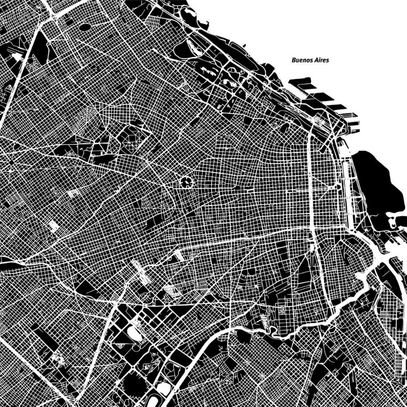 Afbeeldingen van Buenos Aires monochrome kaart