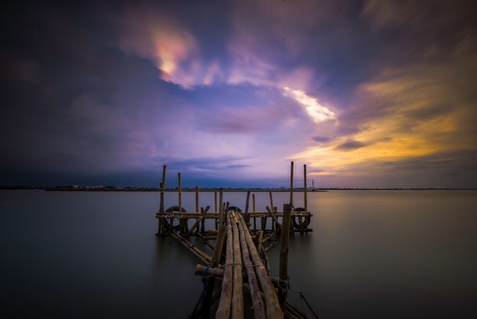 Picture of Bamboo bridge and magnificent of sky