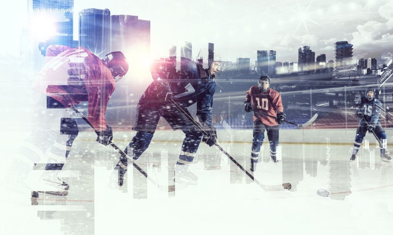 Picture of Hockey players on ice     Mixed media
