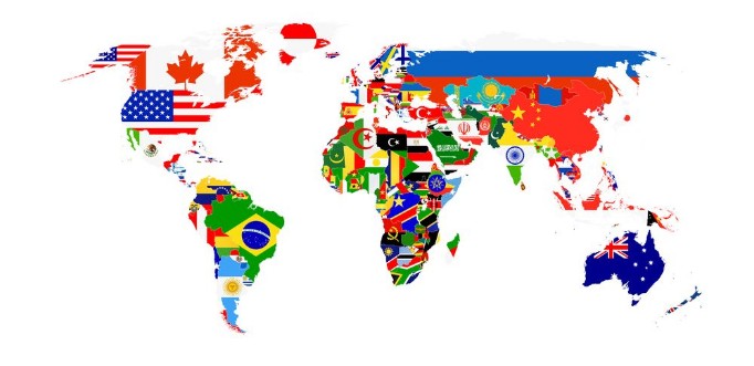 Afbeeldingen van World Flag Map isolated on white