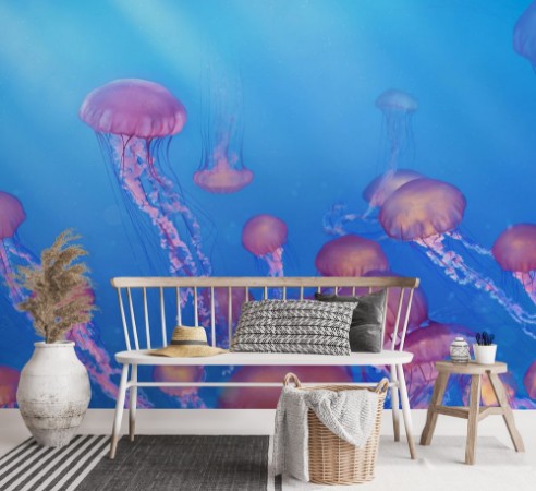 Afbeeldingen van School of jellyfish illustration Sea Nettle