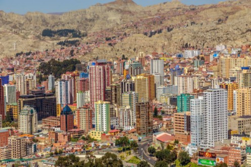 Afbeeldingen van Central Business district of La Paz megapolis Bolivia South America