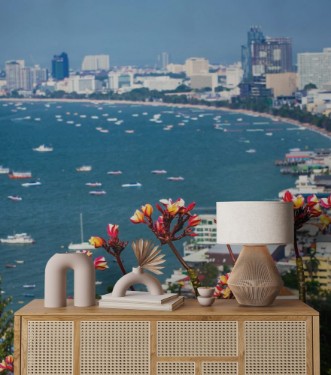 Picture of Flowers with out of focus view of Pattaya