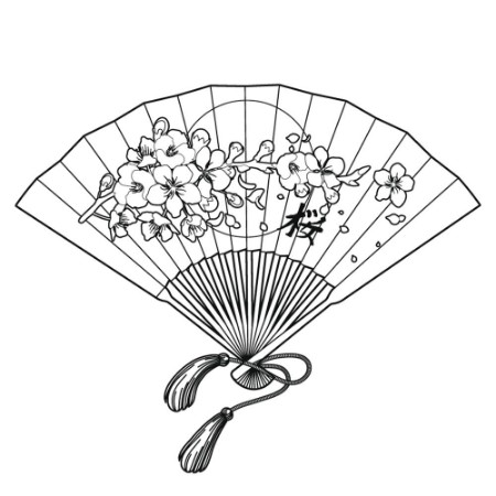 Afbeeldingen van Fan with floral decoration