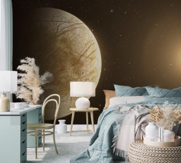 Afbeeldingen van A rendered Image of the Jupiter Moon Europa on a starry background