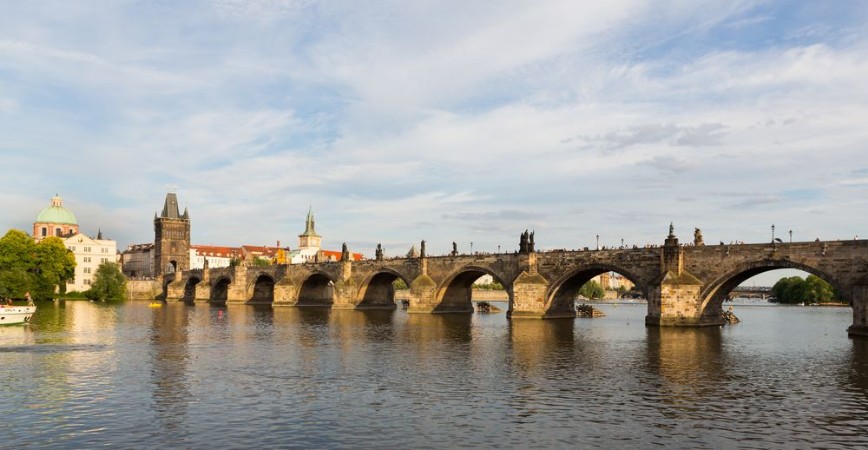 Picture of Charles Bridge in Prague at Sunset