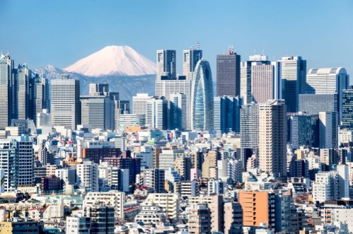 Afbeeldingen van Tokyo mit Fuji im Hintergrund