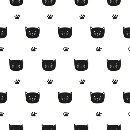 Hand drawn cats and paws photowallpaper Scandiwall