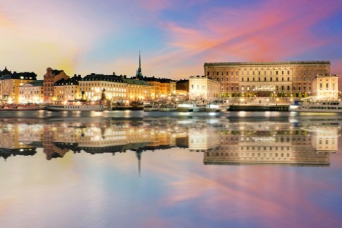 Afbeeldingen van Sunset view of The Royal Palace in Stockholm Sweden