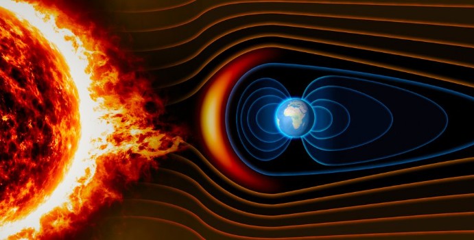 Picture of Campo magnetico terrestre Terra vento solare flusso di particelle sole