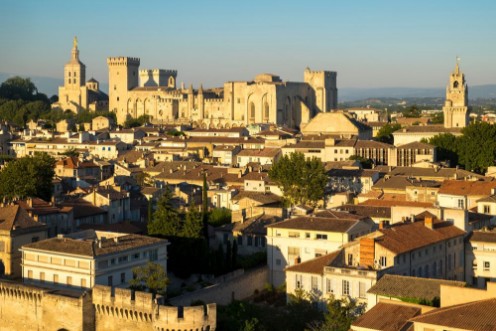 Image de Exterior of Palais des Papes UNESCO World Heritage Site and church Avignon Vaucluse Provence France Europe
