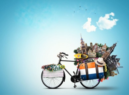 Afbeeldingen van Netherlands a city bicycle with Dutch attractions
