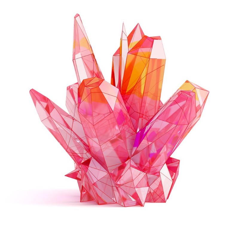 Afbeeldingen van Red gemstone Geometric crystal isolated on white background 3D illustration