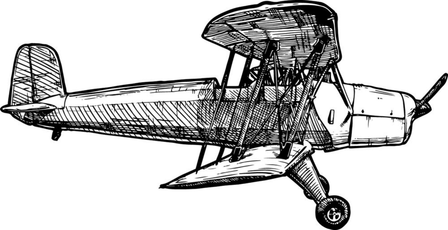 Afbeeldingen van Vector drawing of airplane stylized as engraving