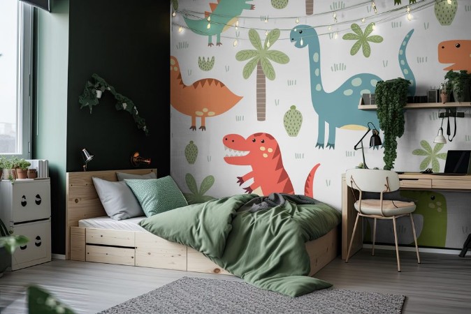 Afbeeldingen van Cute dinosaurs seamless pattern