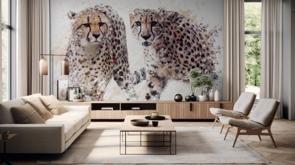 Bild på Två geparder akvarell