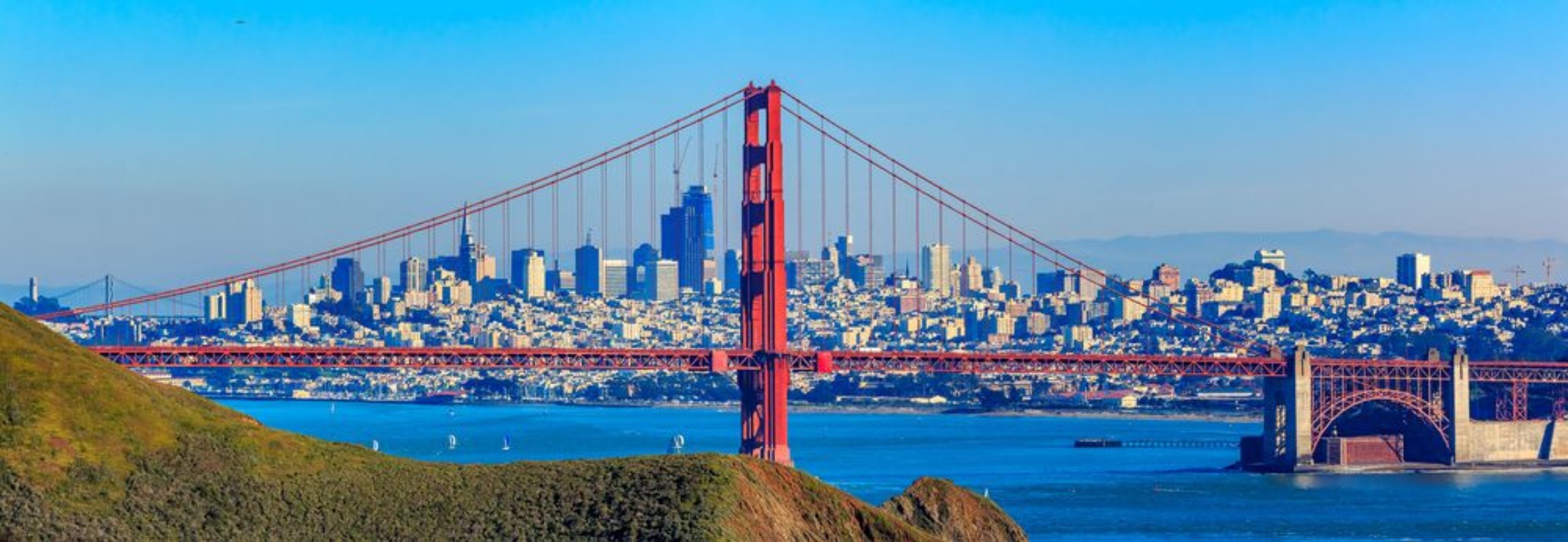 Afbeeldingen van Panorama of the Golden Gate bridge and San Francisco skyline