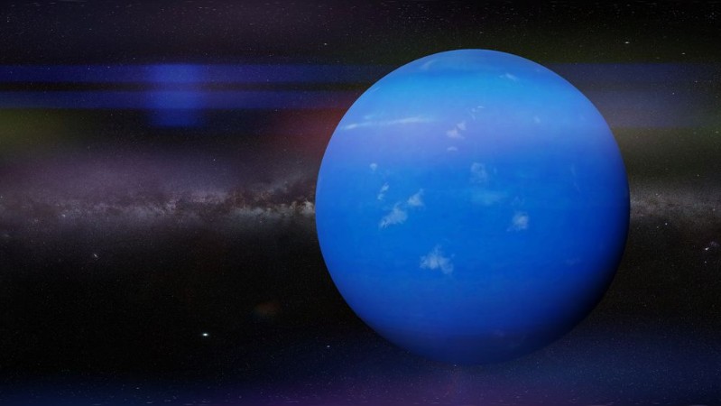Afbeeldingen van Planet Neptune in front of the Milky Way galaxy