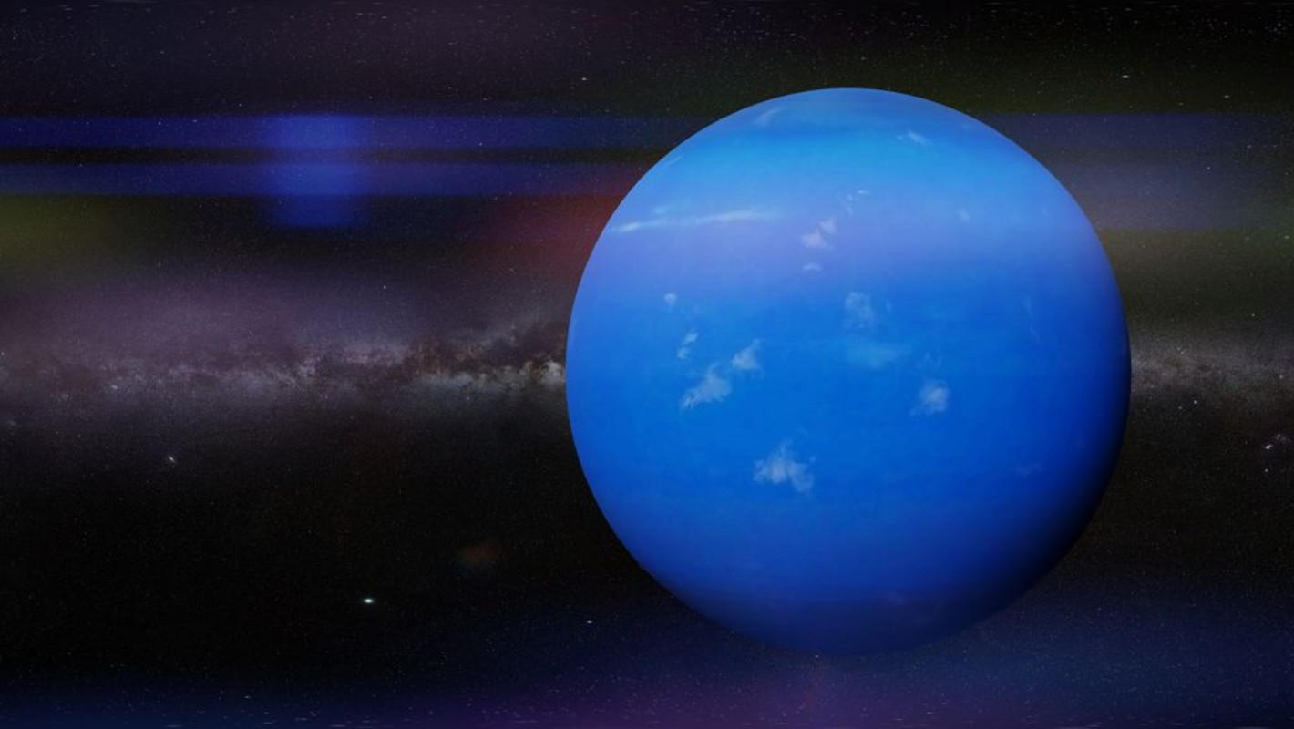 Picture of Planet Neptune in front of the Milky Way galaxy