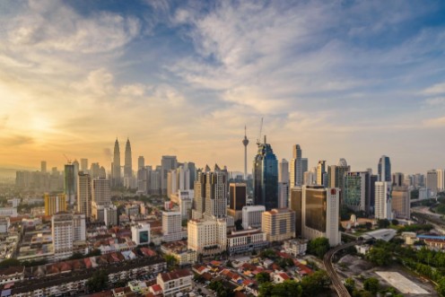 Afbeeldingen van Kuala Lumpur city skyline when sunrise Malaysia