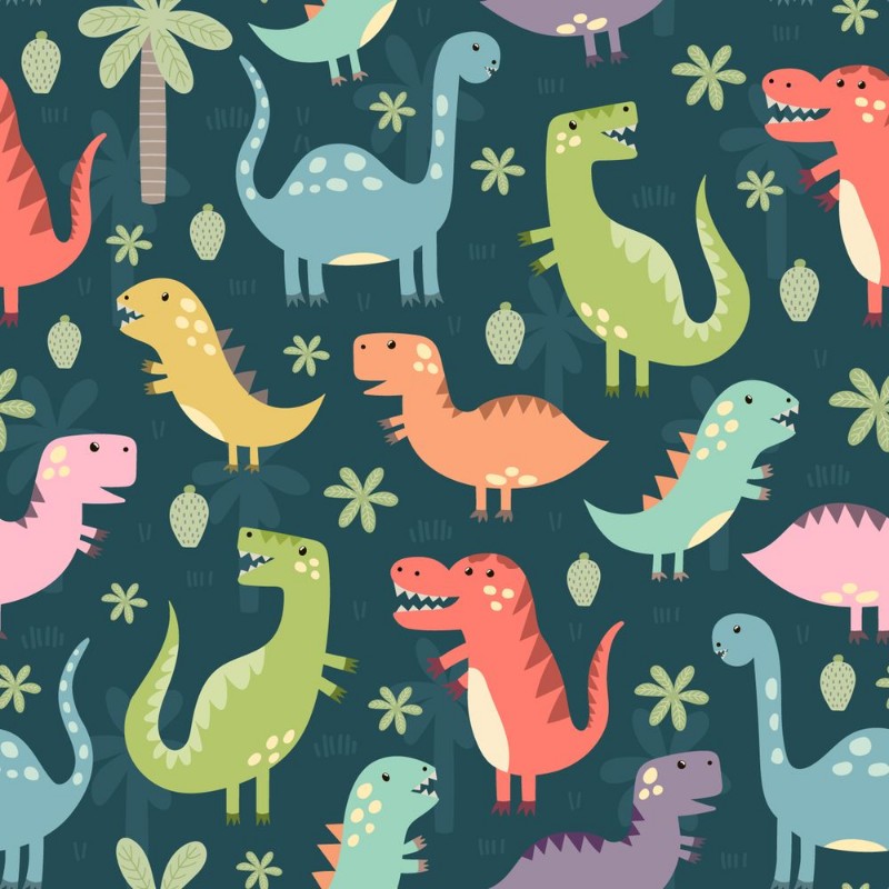 Afbeeldingen van Funny dinosaurs seamless pattern