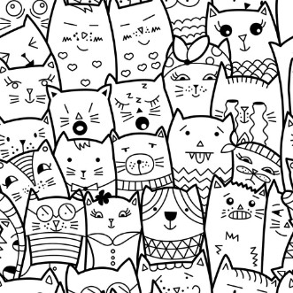 Afbeeldingen van Seamless pattern with doodle cats