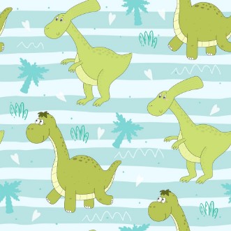 Bild på Cute seamless pattern with funny dinosaurs vector illustration