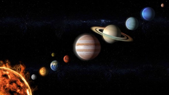 Planets of the Solar System view from space photowallpaper Scandiwall