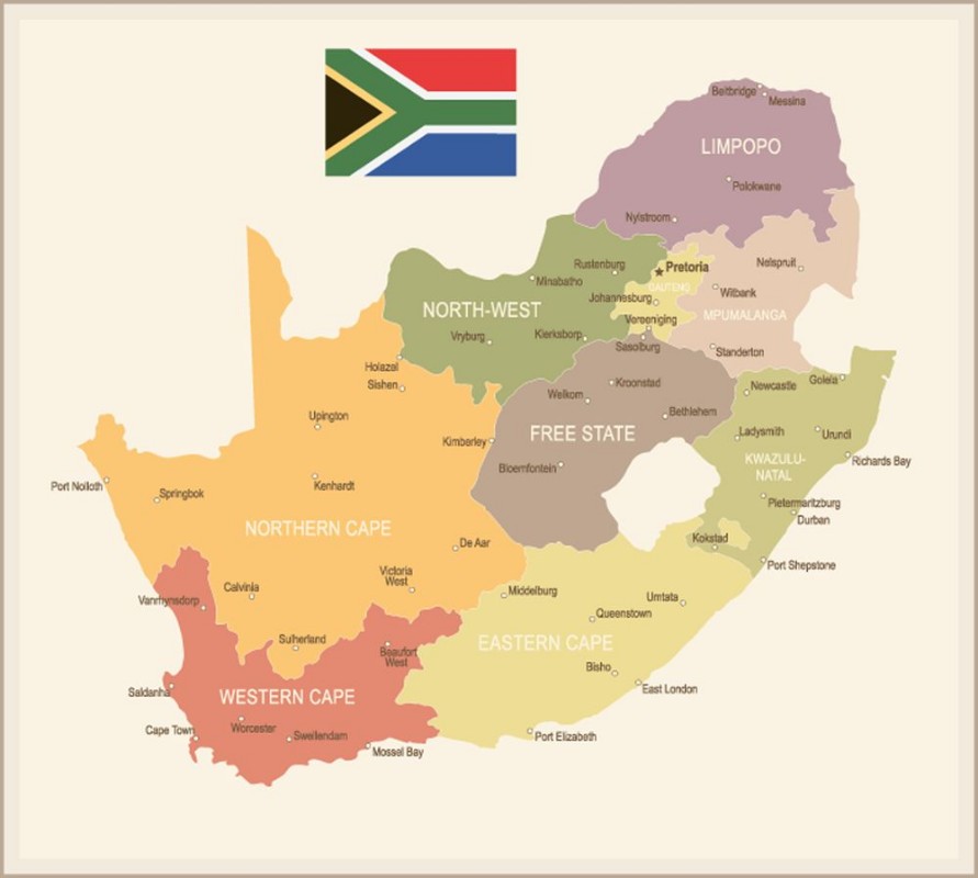 Bild på South Africa - vintage old map and flag - illustration