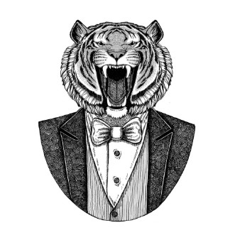 Image de Wild tiger Hipster animal Hand drawn illustration for tattoo emblem badge logo patch t-shirt
