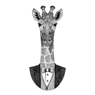 Afbeeldingen van Camelopard giraffe Hipster animal Hand drawn image for tattoo emblem badge logo patch
