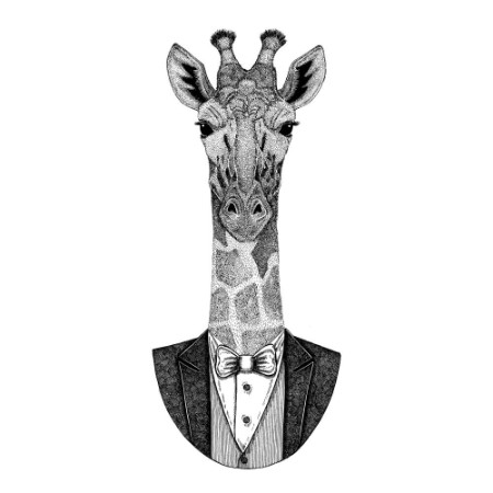 Bild på Camelopard giraffe Hipster animal Hand drawn image for tattoo emblem badge logo patch