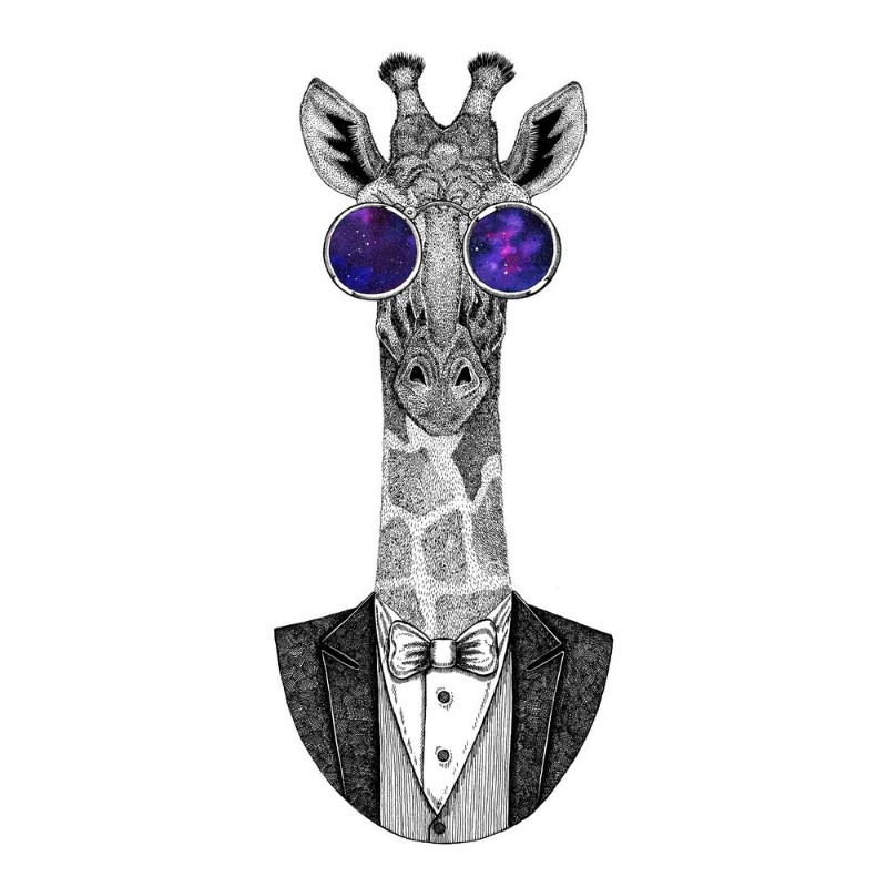 Image de Camelopard giraffe Hipster animal Hand drawn image for tattoo emblem badge logo patch