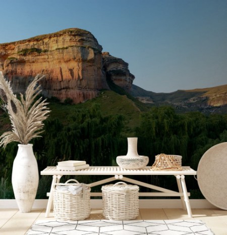 Image de South Africa Drakensberge Golden Gate national park landscape scenic panoramic color landscape picture taken on a sunny day - impressive nature with rock landmark blue skytress 