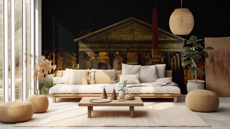 Image de Pantheon at night with fountain It is one of the best-preserved Ancient Roman buildings in Rome Italy