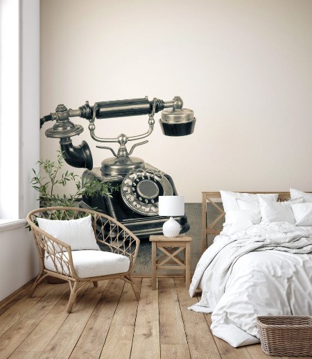 Image de Vintage background with old rotary telephone on wood table