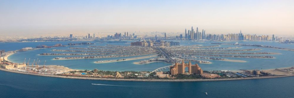 Afbeeldingen van Dubai The Palm Jumeirah Palme Insel Atlantis Hotel Panorama Marina Luftaufnahme Luftbild