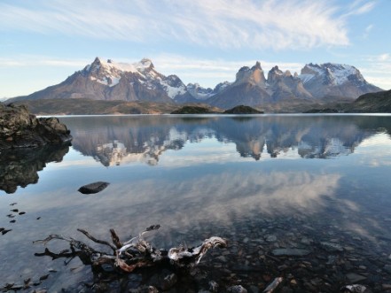 Picture of Torres del Paine spiegeln sich im Lago Pehoe Patagonien Chile