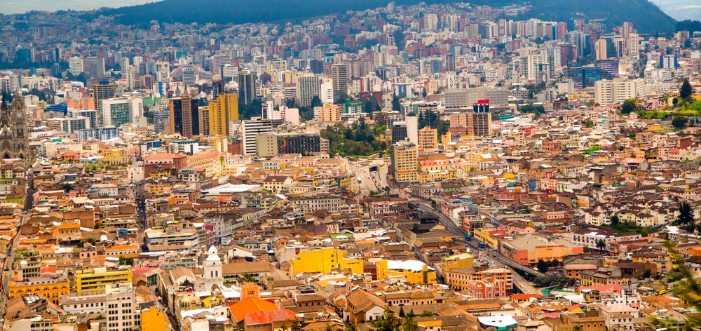 Afbeeldingen van View of the historic center of Quito Ecuador