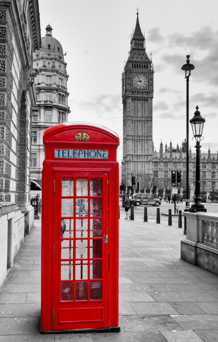 London Telephone Booth and Big Ben photowallpaper Scandiwall