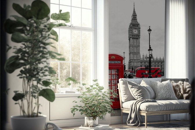 Picture of London Telephone Booth and Big Ben